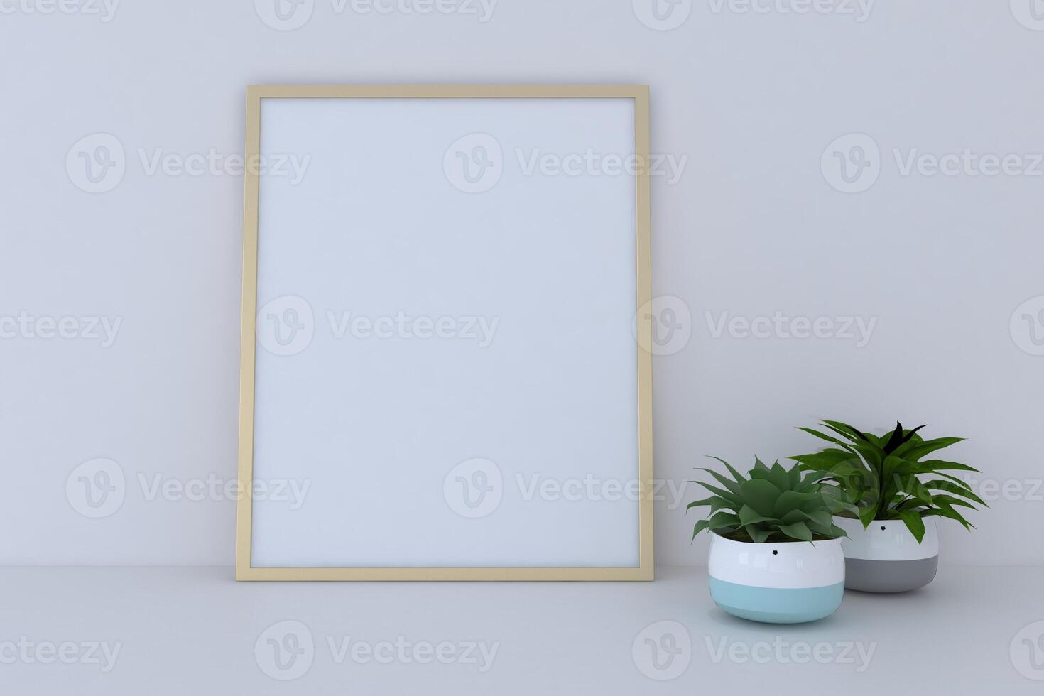 Interior Frame mockup with decor plant 3d Rendering 06 photo
