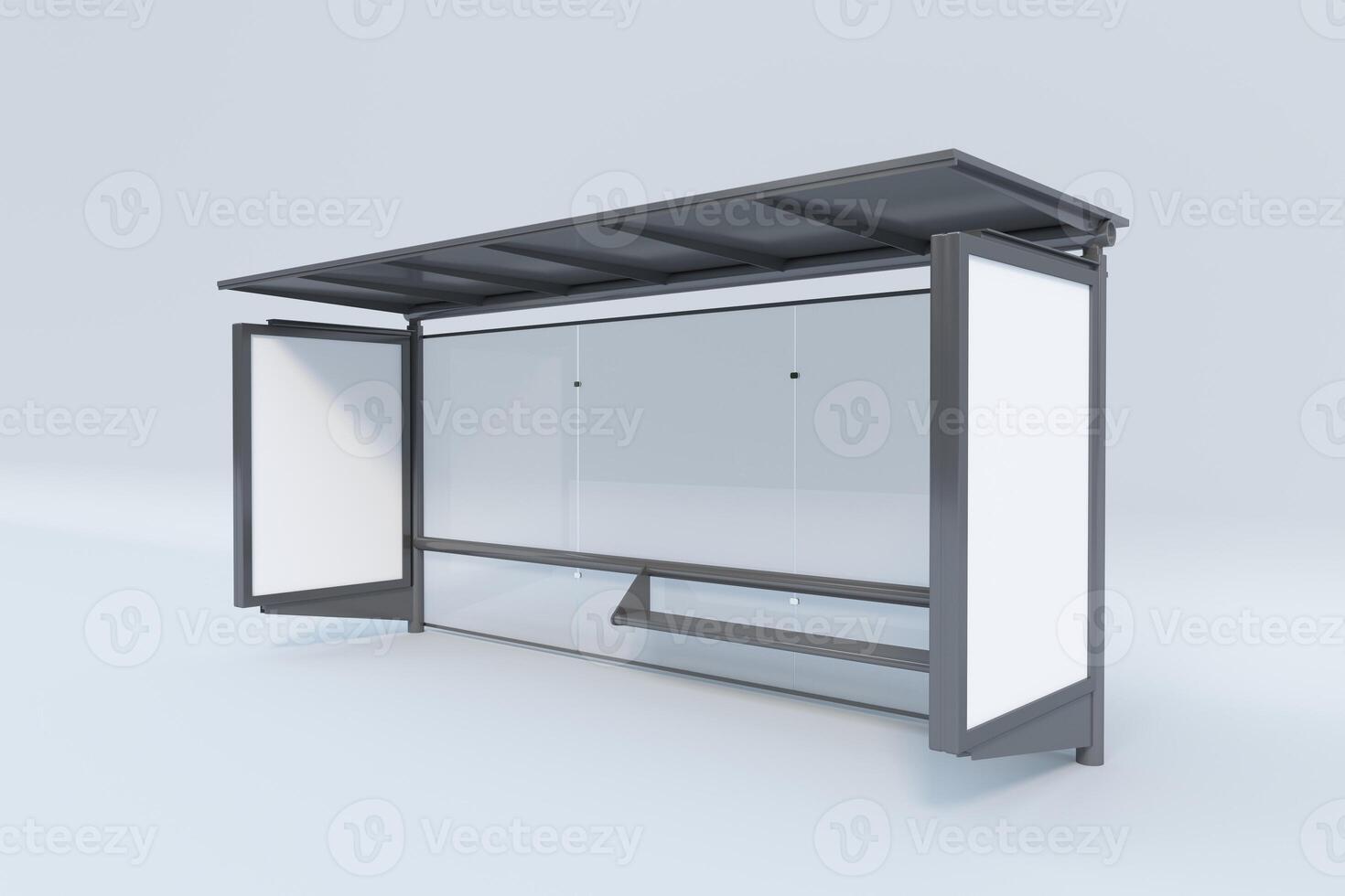 Modern Bus stop Mockup isolated on white background 03 photo