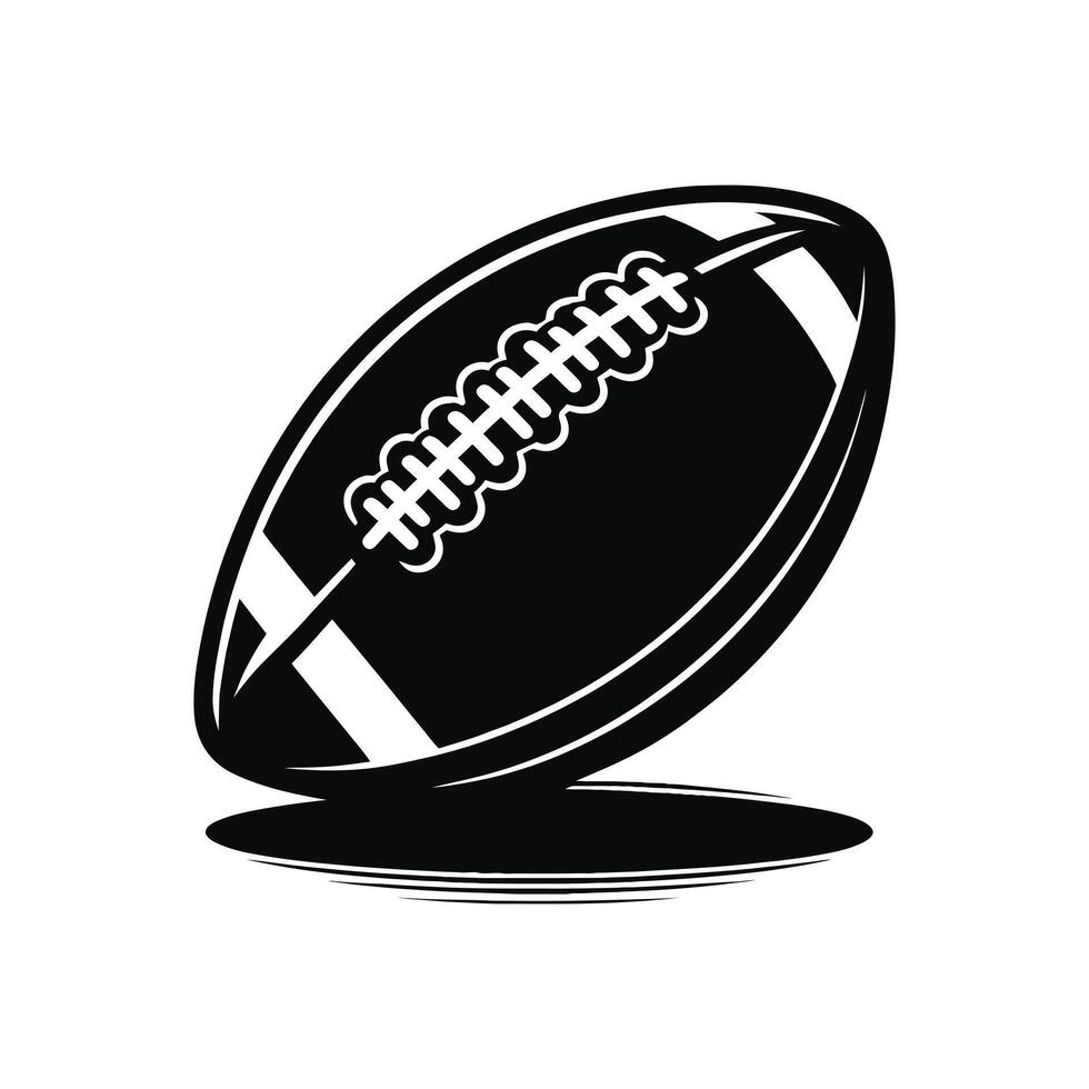 High-Quality Silhouette of an American Football Ball with Laces and Shadow vector