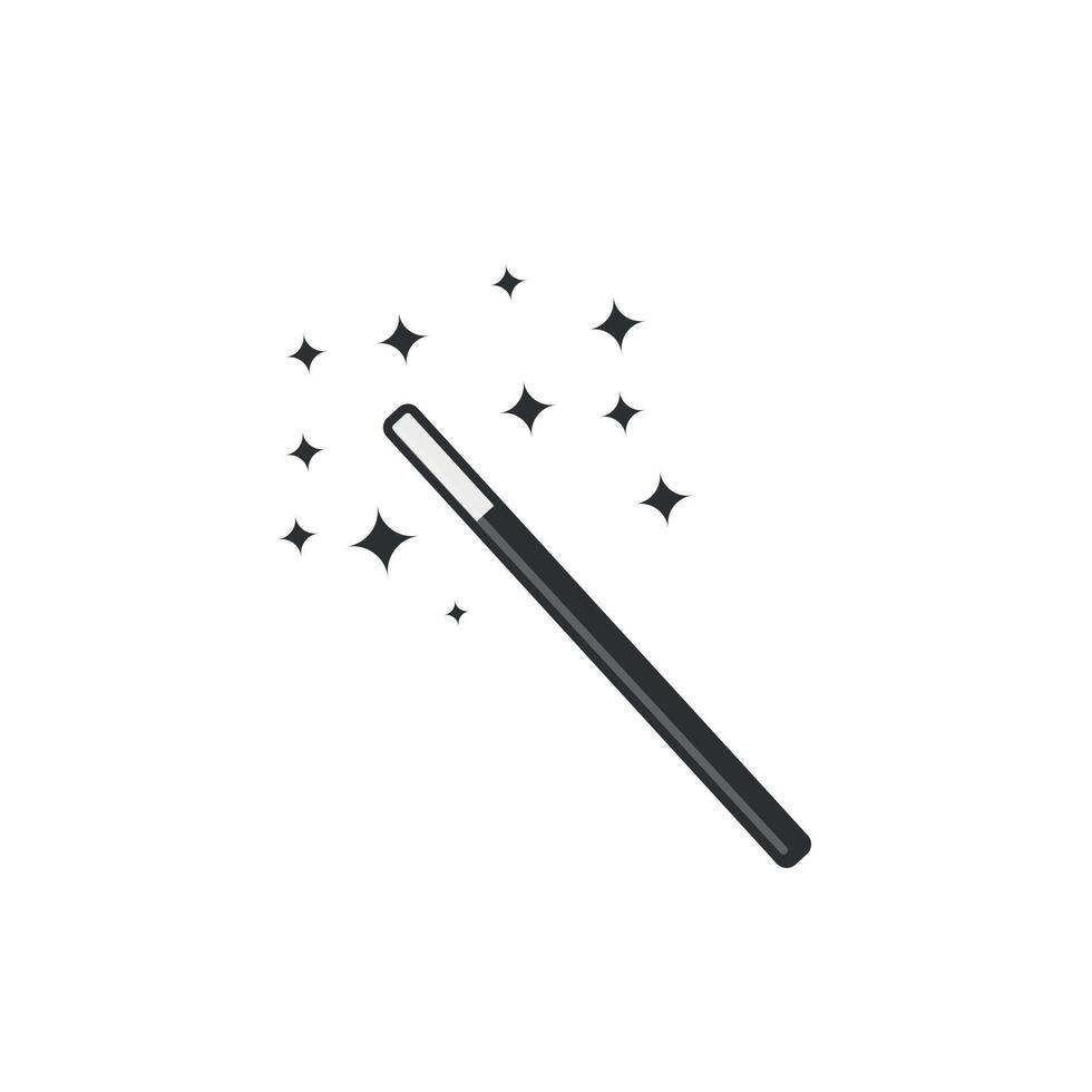 flat design magic wand ,magician flashing light. vector
