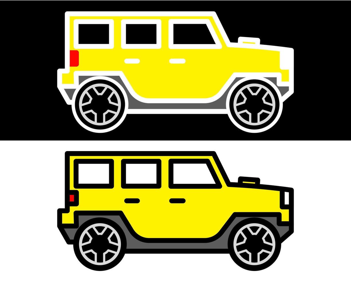 car illustration ideal for transportation needs in the offroad, jungle, showcasing comfort, safety, and efficiency. Perfect for heavy adventure vector