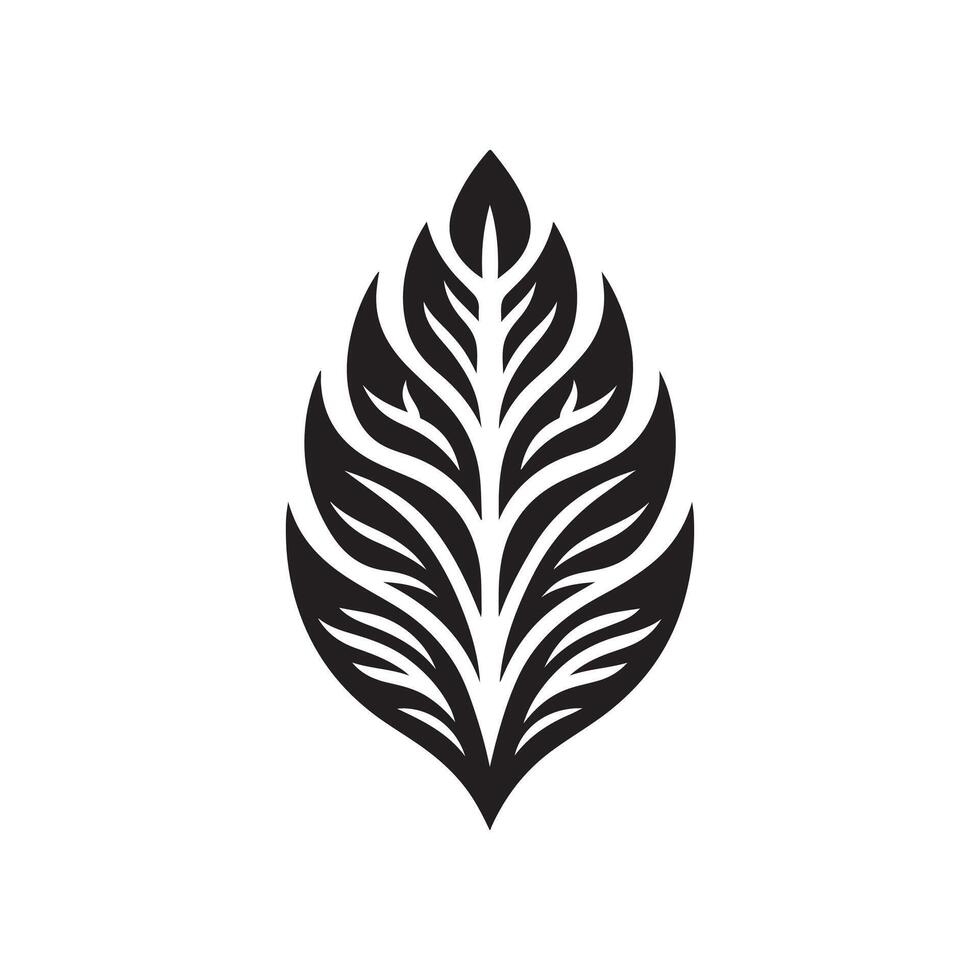 A black and white logo of a leaf vector