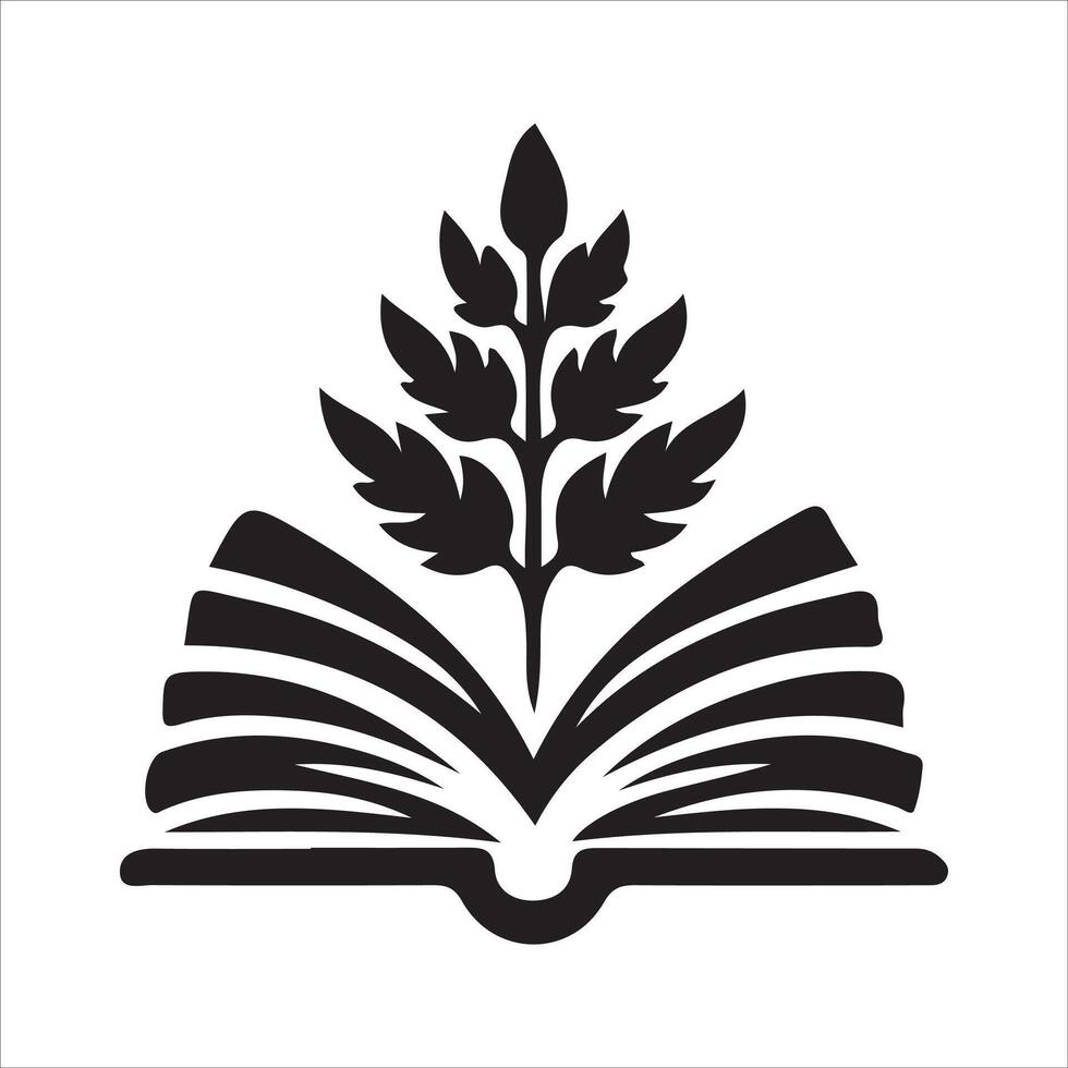 An open book with a plant on it vector