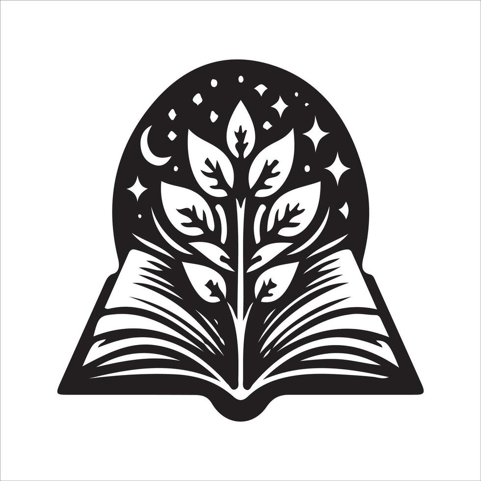 An open book with a tree inside of it vector