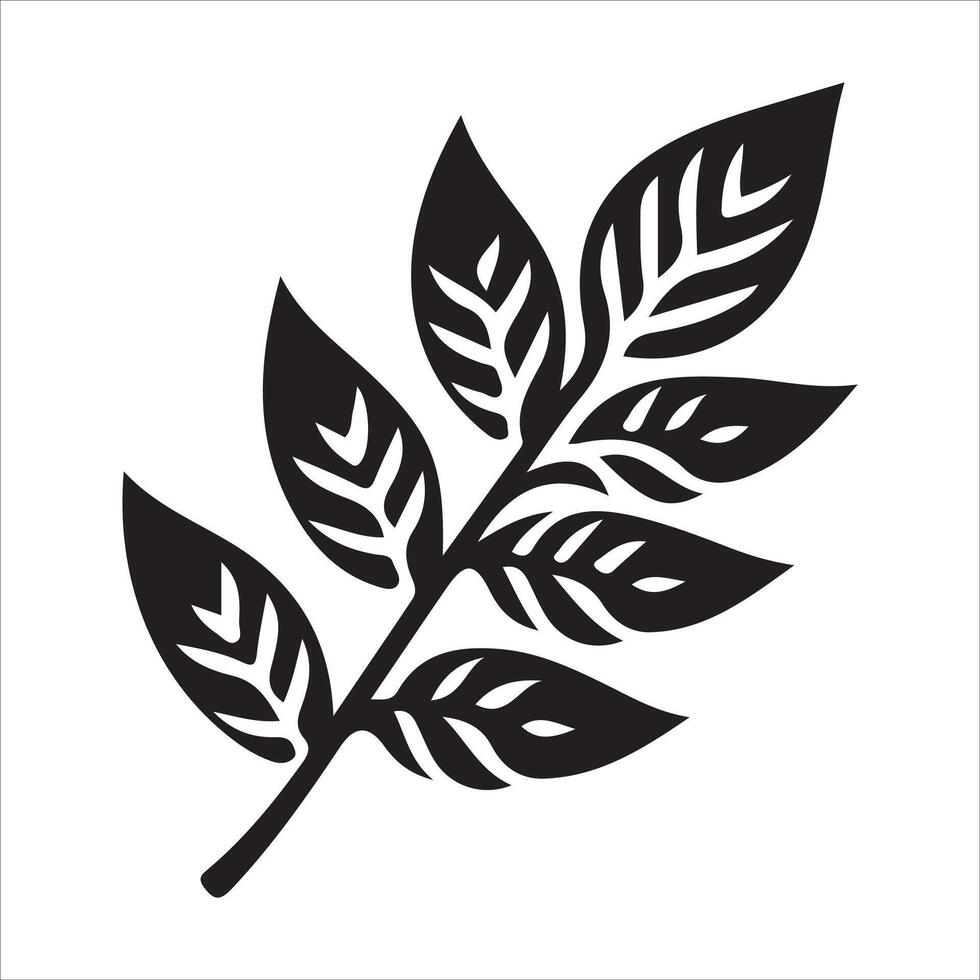 A black and white silhouette of a leaf vector