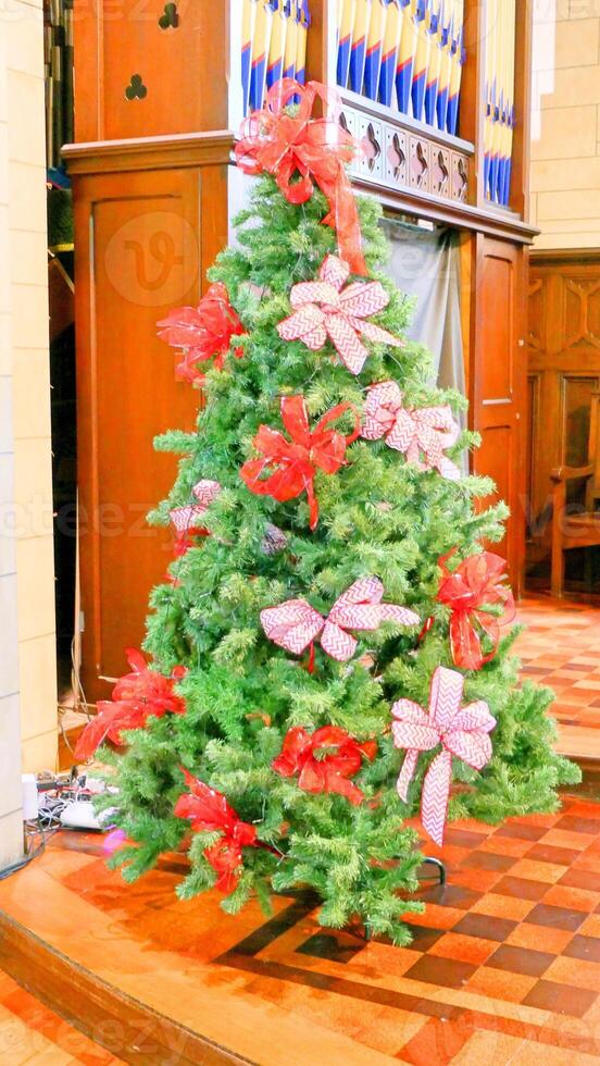 Holiday season Christmas celebration with Christmas tree decorations photo