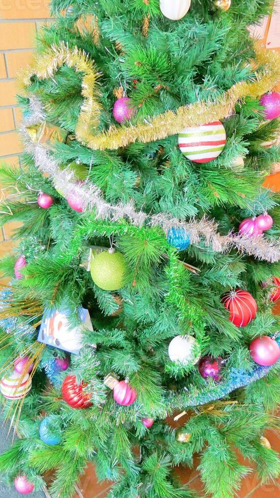 Holiday season Christmas celebration with Christmas tree decorations photo
