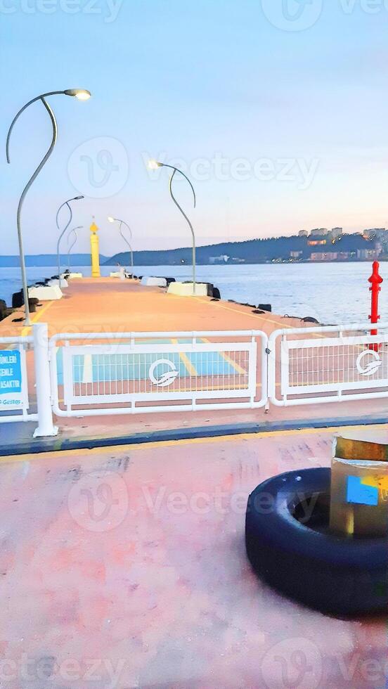 daybreak and before sunrise at Dardanel Straits where ferry travel to Istanbul photo