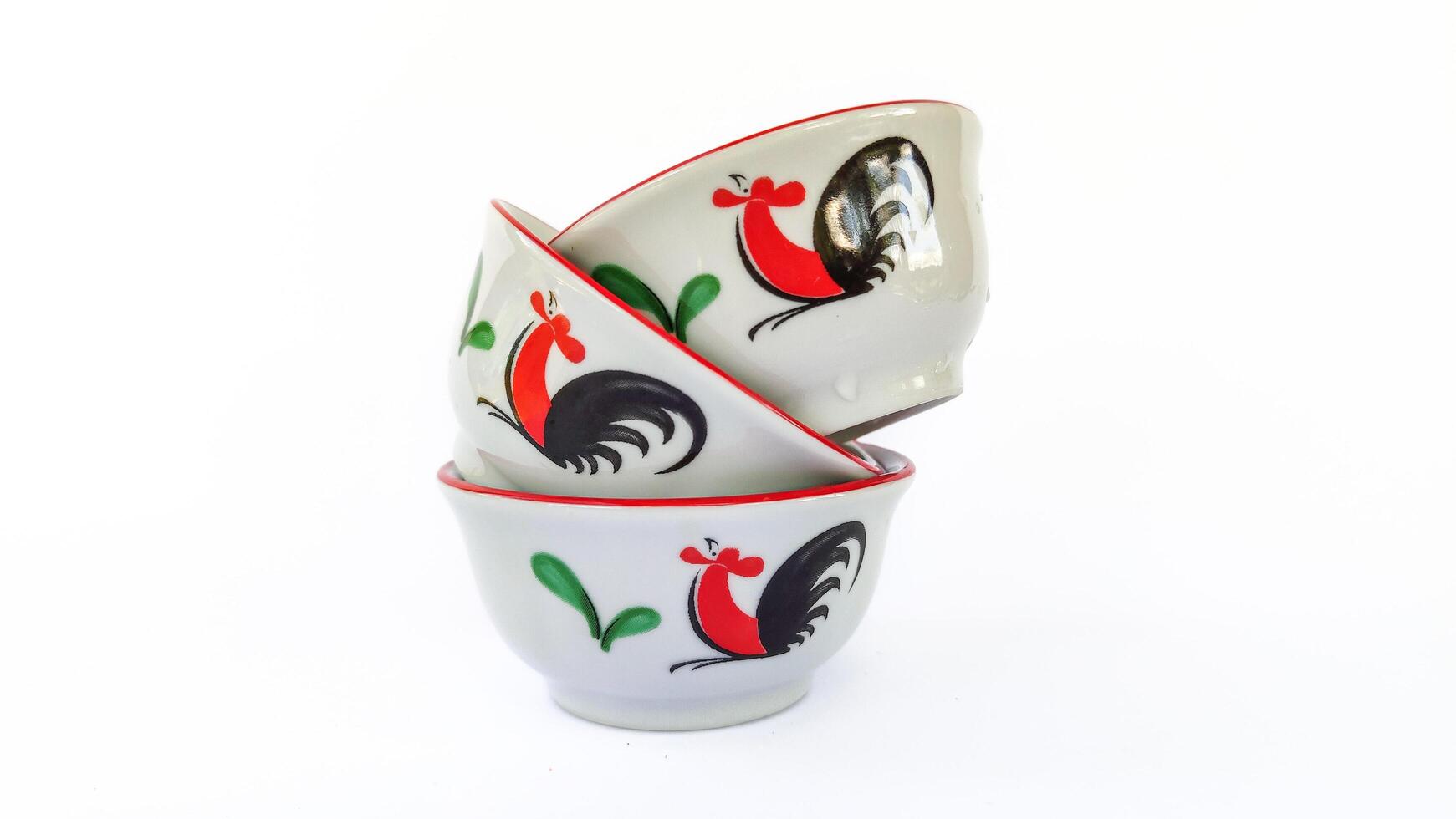 Legendary most popular design of Indonesian bowl mangkok ayam jago photo
