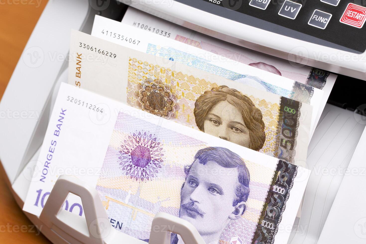 Norwegian crown in the counting machine photo