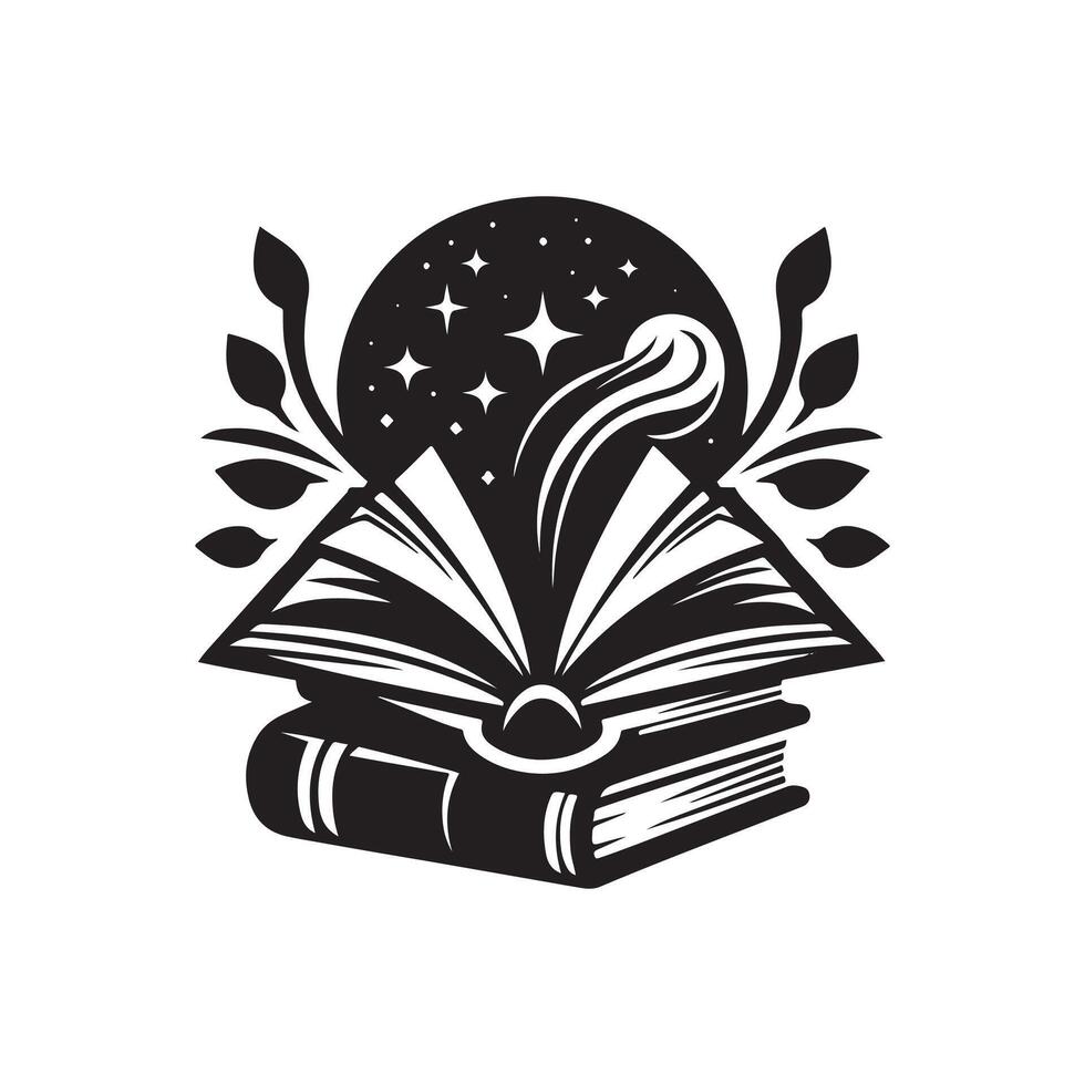 An open book with a star on it and a moon vector