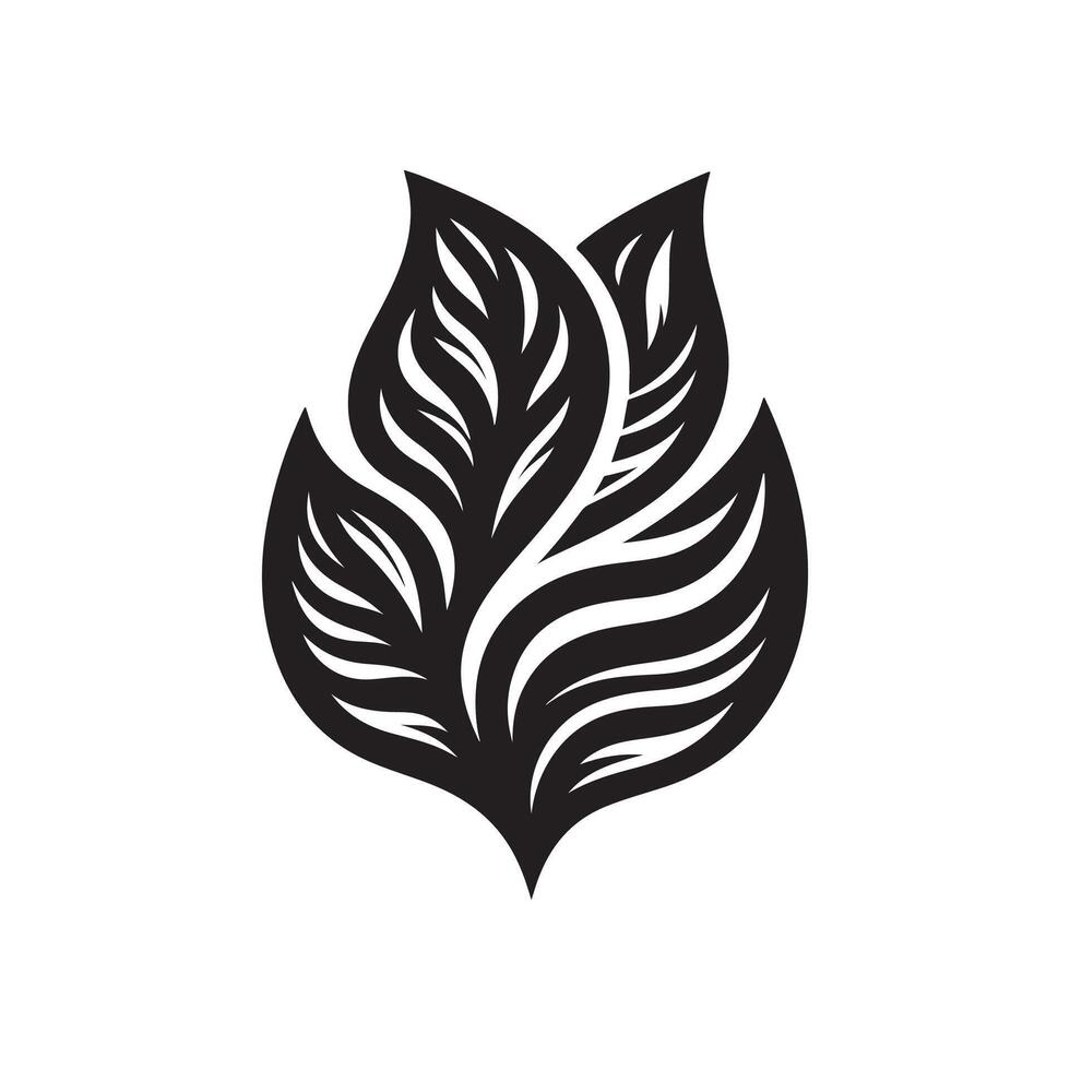 A black and white leaf logo vector