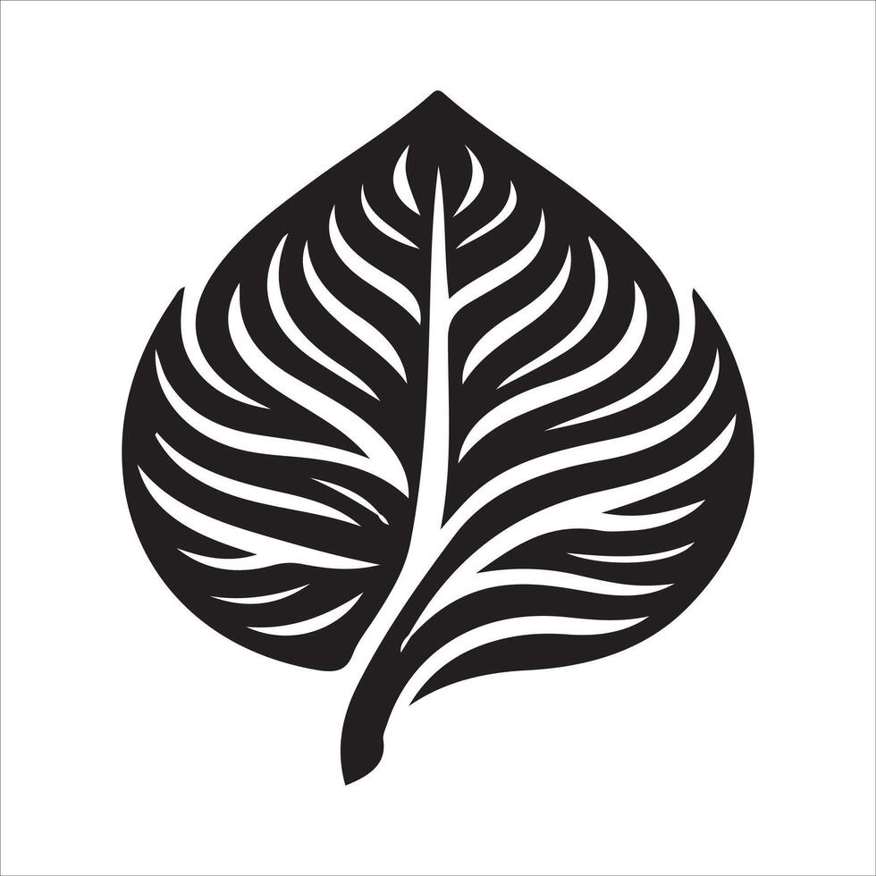 A black and white leaf icon vector