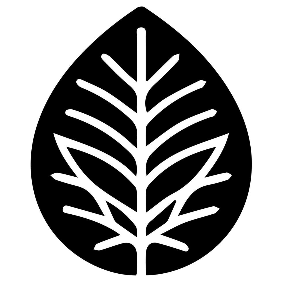 A black and white logo of a leaf vector