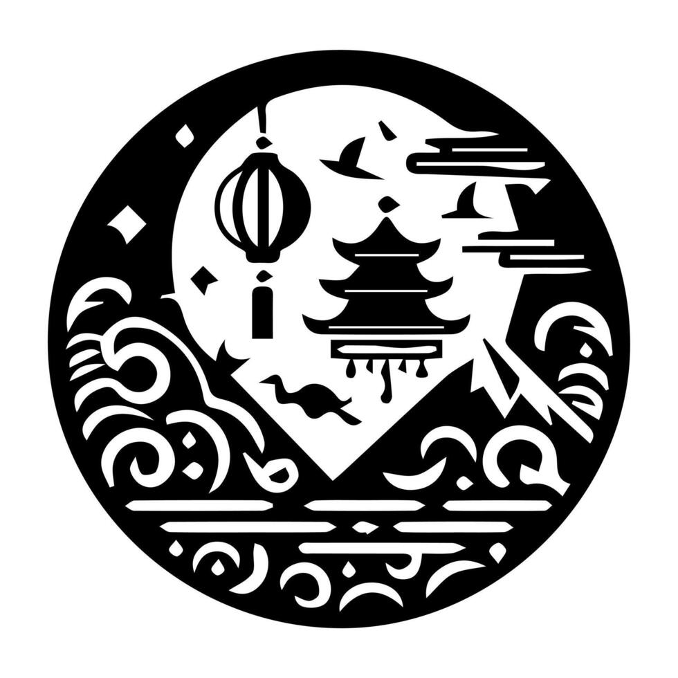 Chinese new year round paper cut art vector