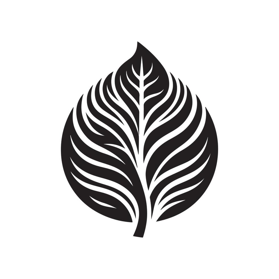 A black and white leaf logo vector