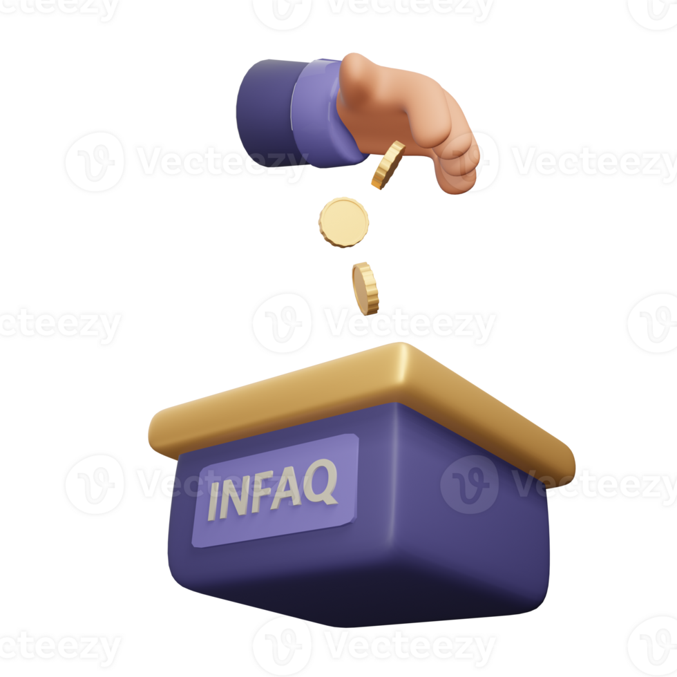 Infaq Giving Money Islamic 3D Render Illustration png