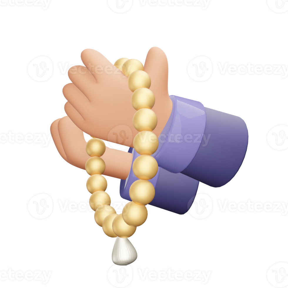 Praying With Prayer Beads Islamic 3D Render Illustration png