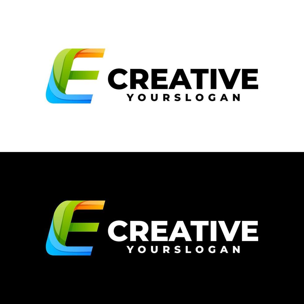 letter E gradient logo design vector