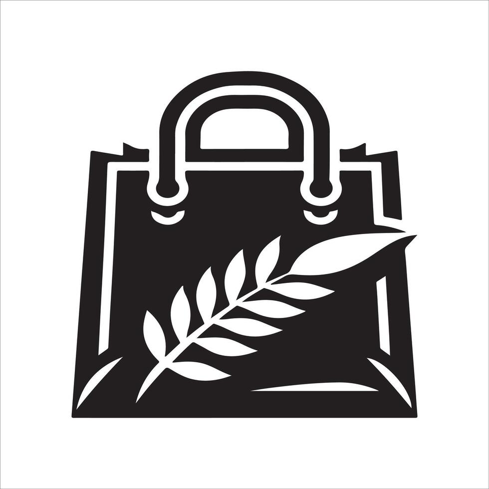 A black and white bag with a wheat stalk inside vector