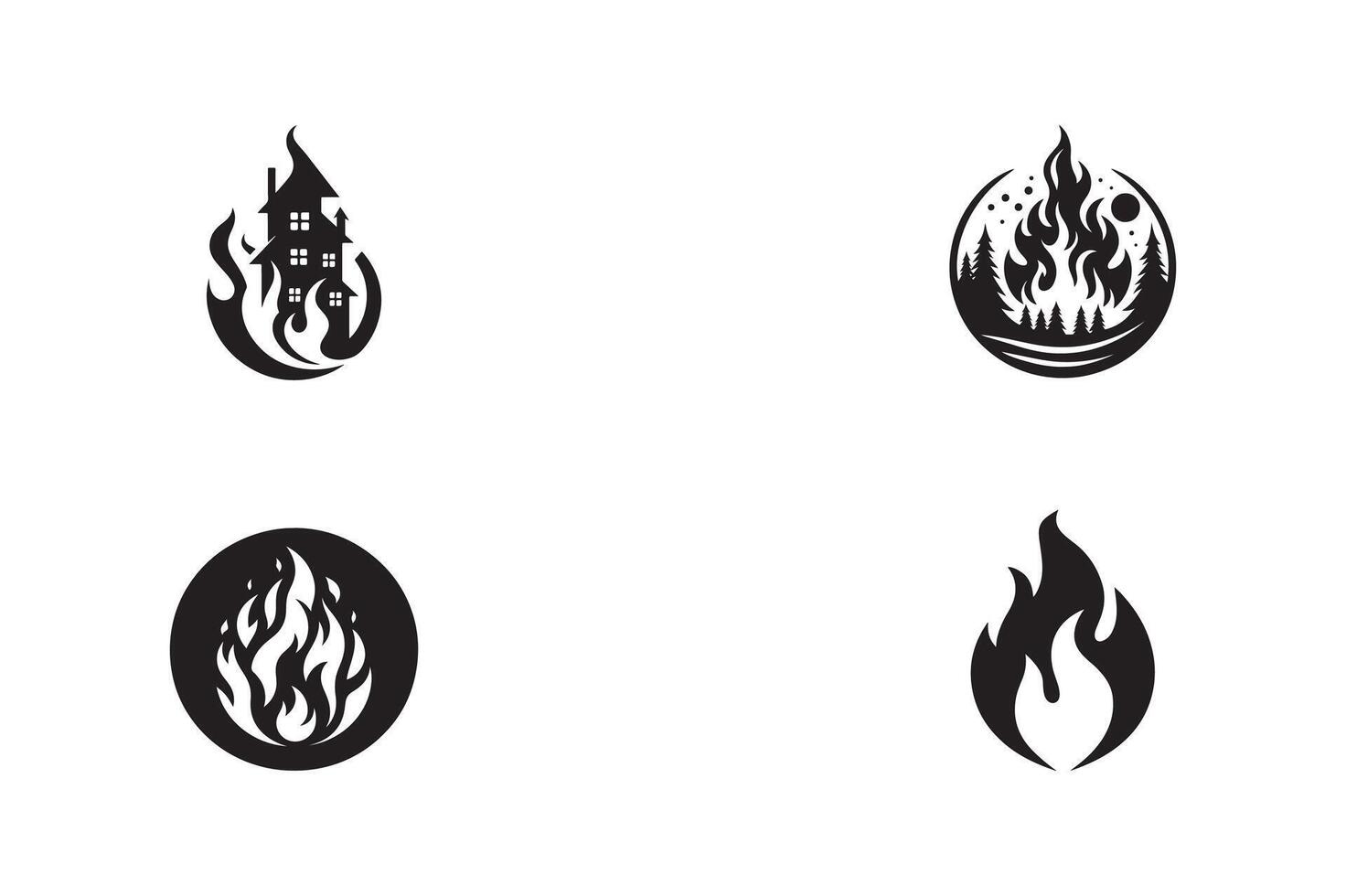 Fire and flame icon set illustration vector