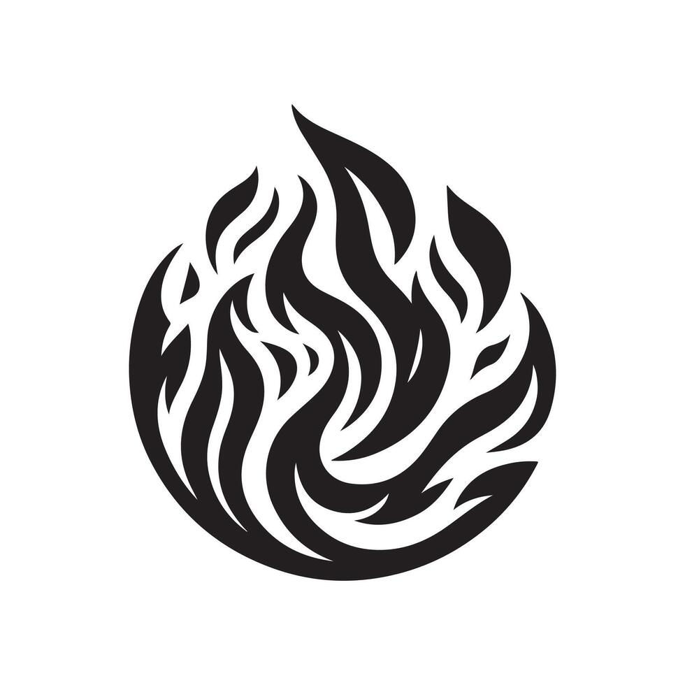 A black and white fire flame logo vector