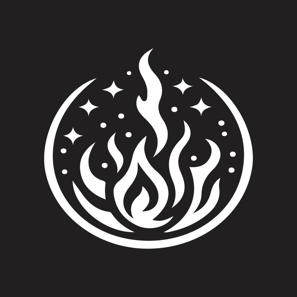 A black and white logo for a fire vector