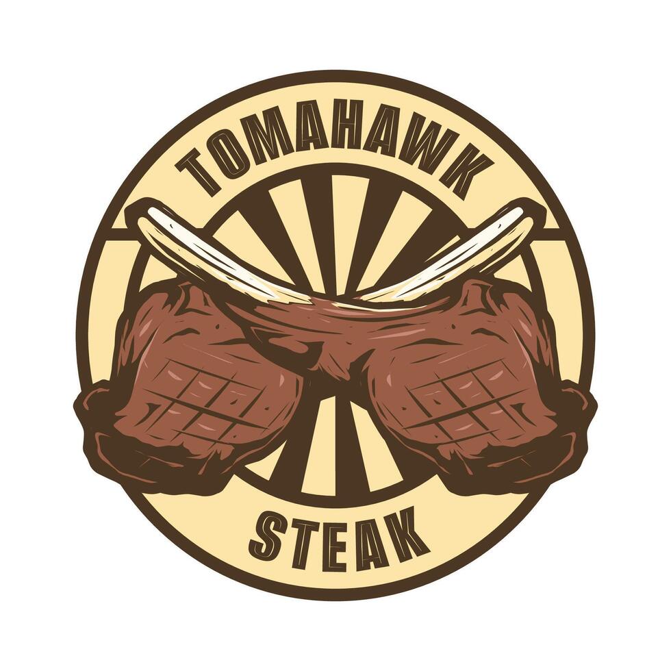 Tomahawk Steak Vintage Logo Design vector