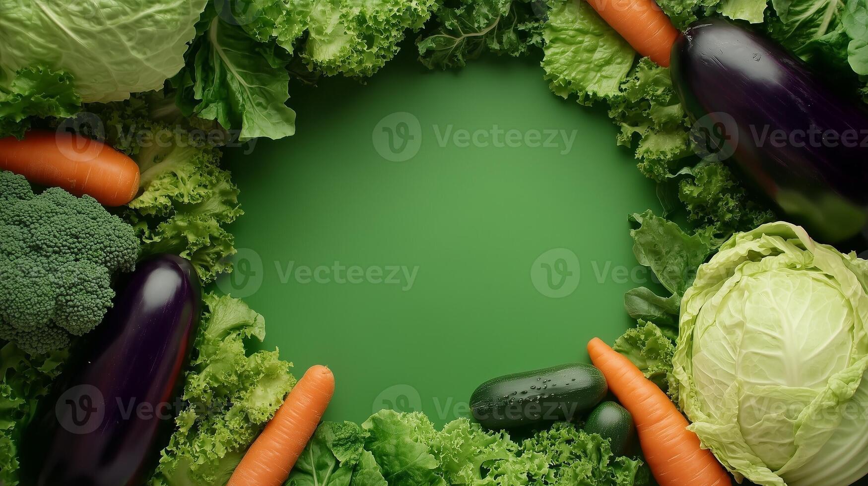 Fresh green vegetable of cabbage, lettuce, and eggplant for real food healthy lifestyle photo