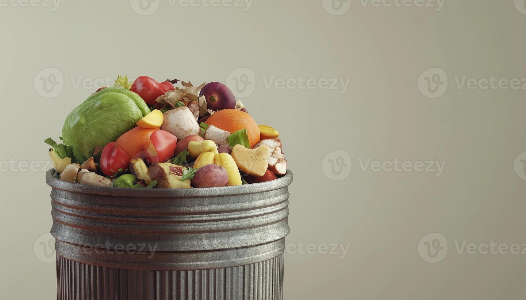 Garbage can food waste from home pollution environmental issue photo