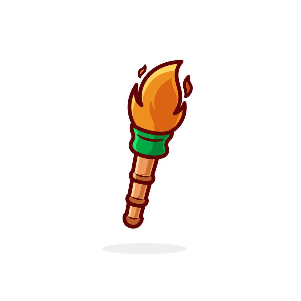 Cute Green bamboo torch Icon. with cartoon design style isolated. Perfect for Ramadhan, Eid mubarak, or Islamic Event. vector