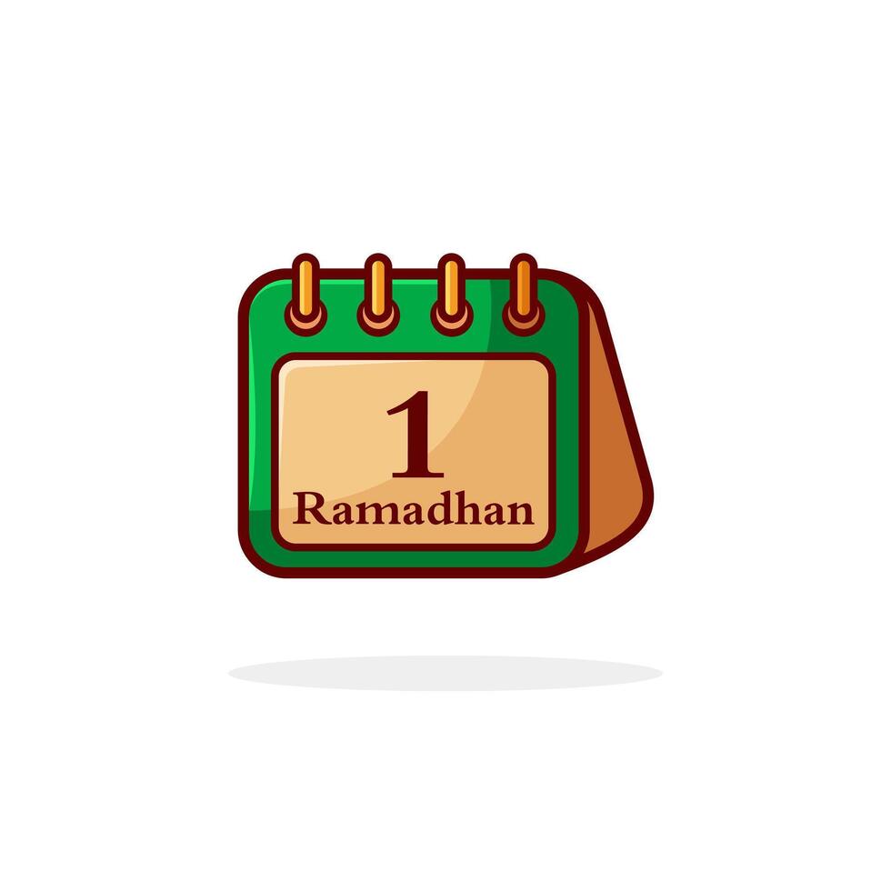 Cute Green Calendar Icon. with cartoon design style isolated. Perfect for Ramadhan, Eid mubarak, or Islamic Event. vector