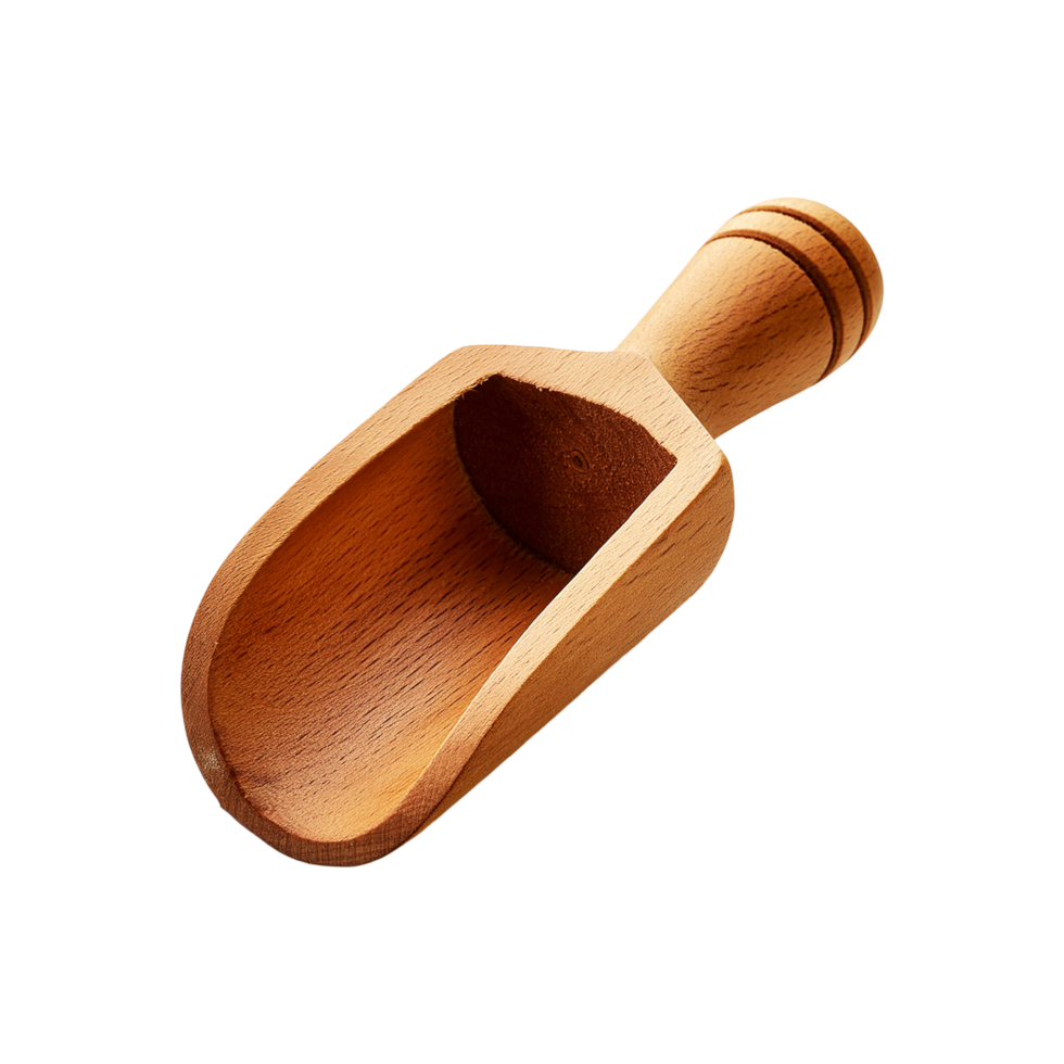 Empty wooden scoop on transparent background png