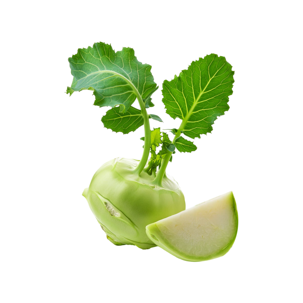 kohlrabi Vegetable with slice on transparent background png