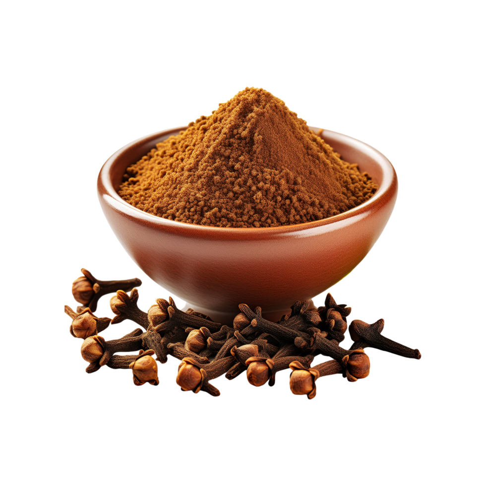Bowl of Clove powder on transparent background png