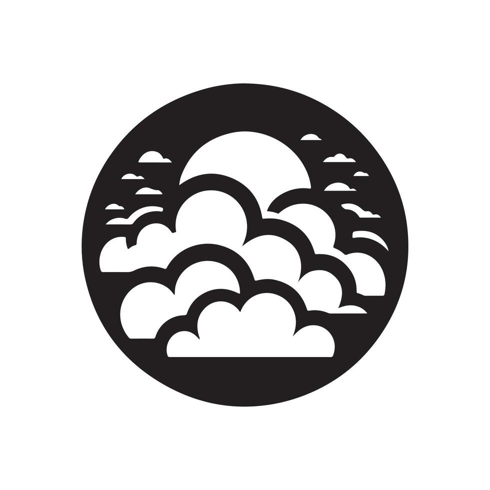 A black and white illustration of clouds vector