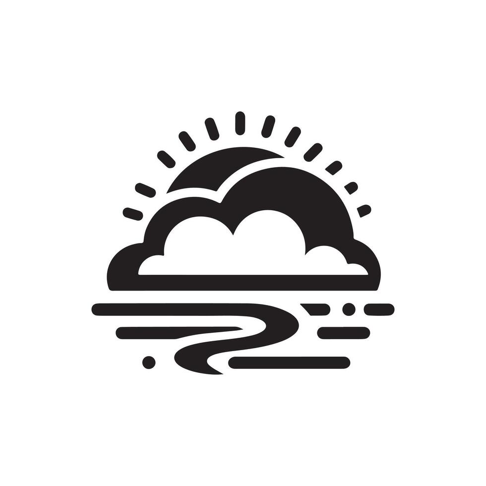Sunrise and clouds icon illustration vector
