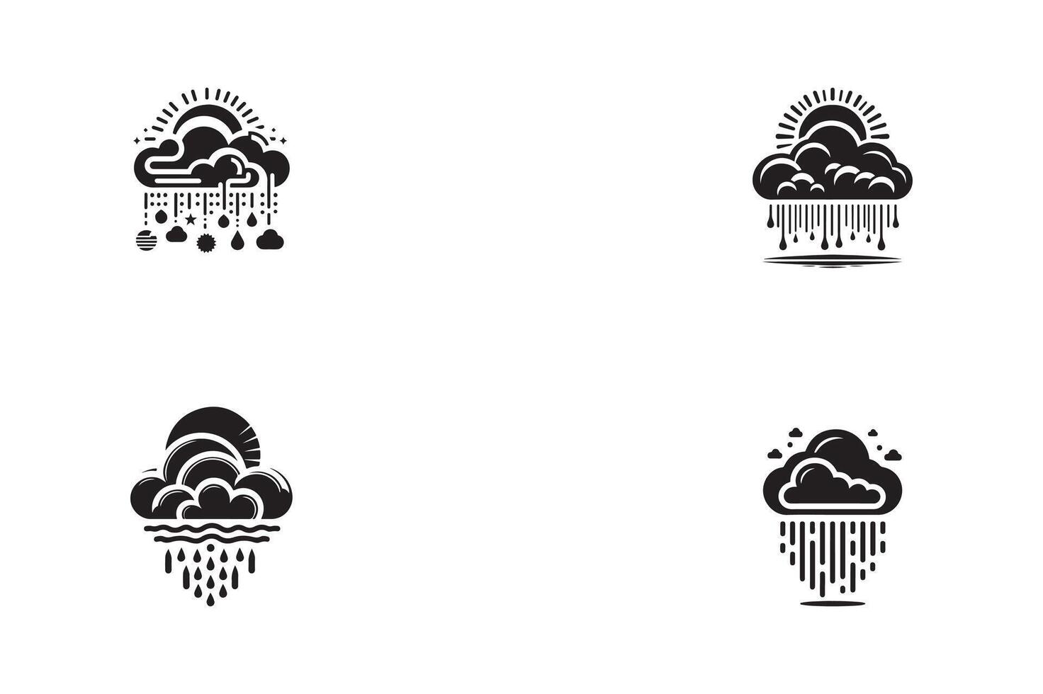 Four different icons of rain and clouds vector
