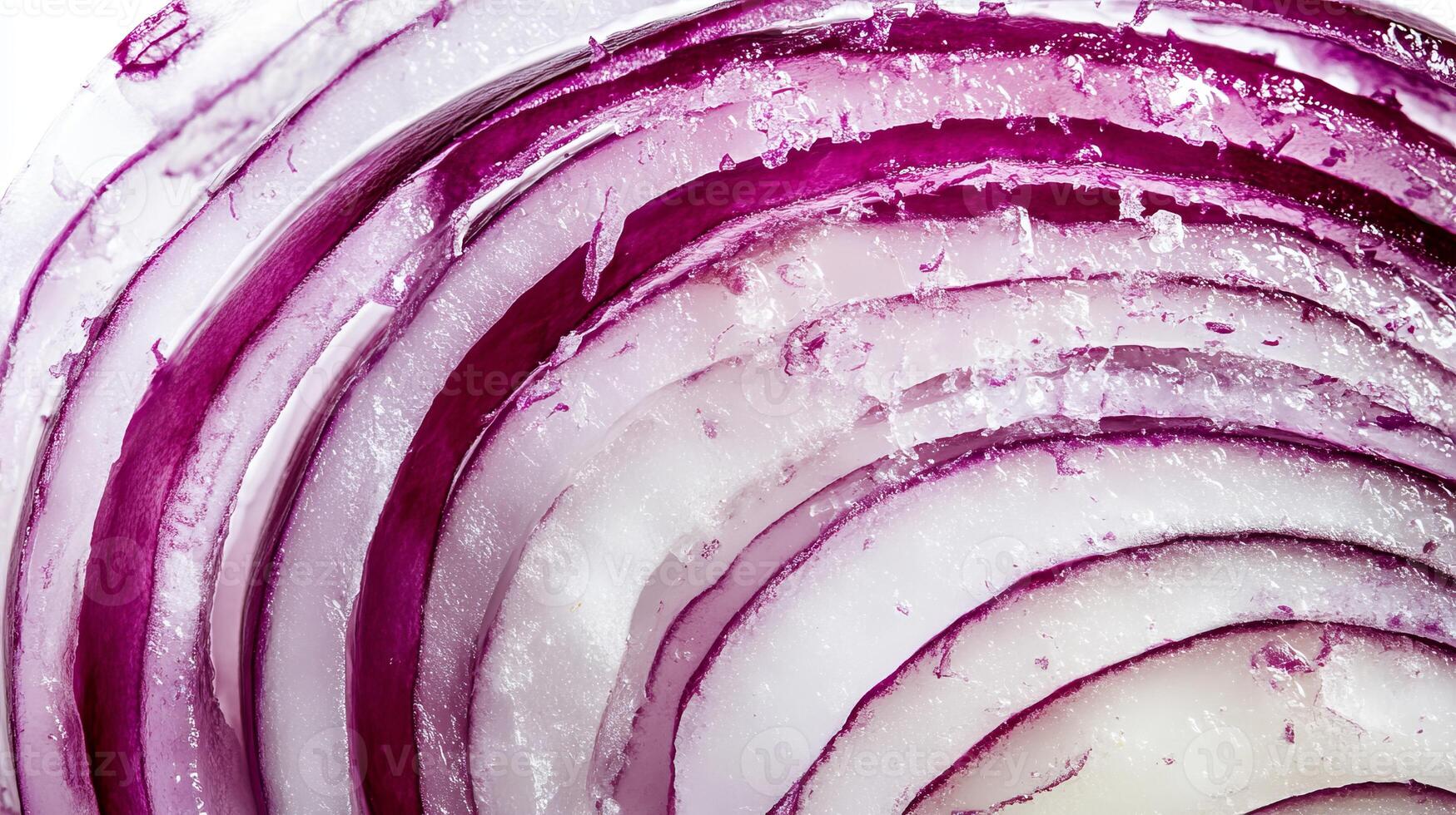 Slice of purple onion, macro photography. Fresh food and texture concept photo