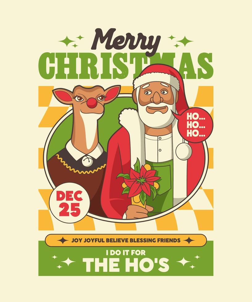 I Do It For The Ho's Retro Cartoon Illustration Design vector