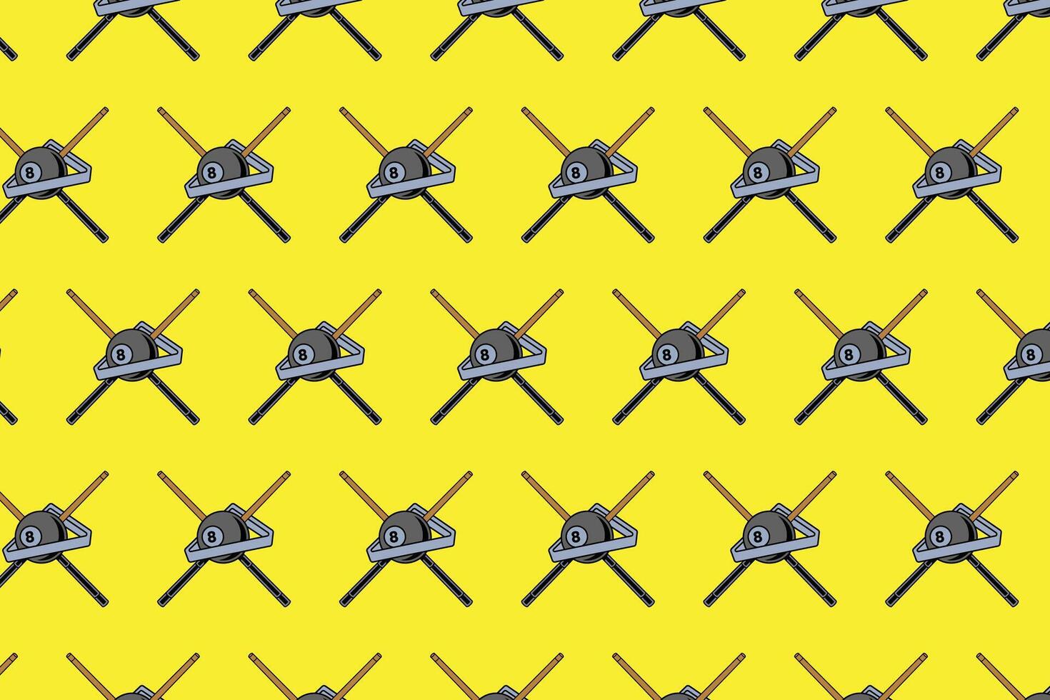 black ball, triangle rack, stick billiard seamless pattern on green background. 8 ball, triangle rack, stick pool snooker illustration pattern background for billiard decoration and merchandise vector