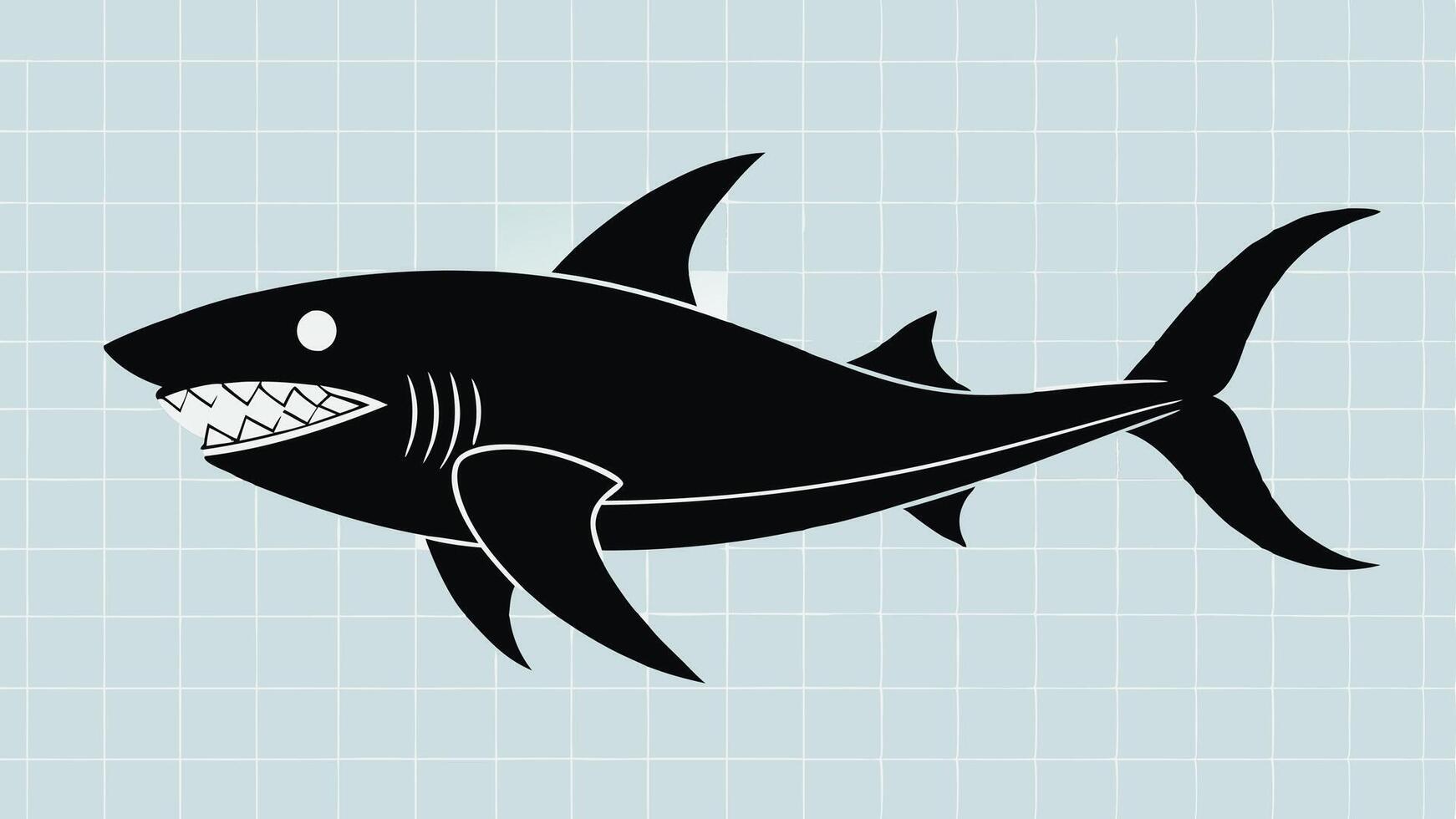 a black and white illustration of a shark vector