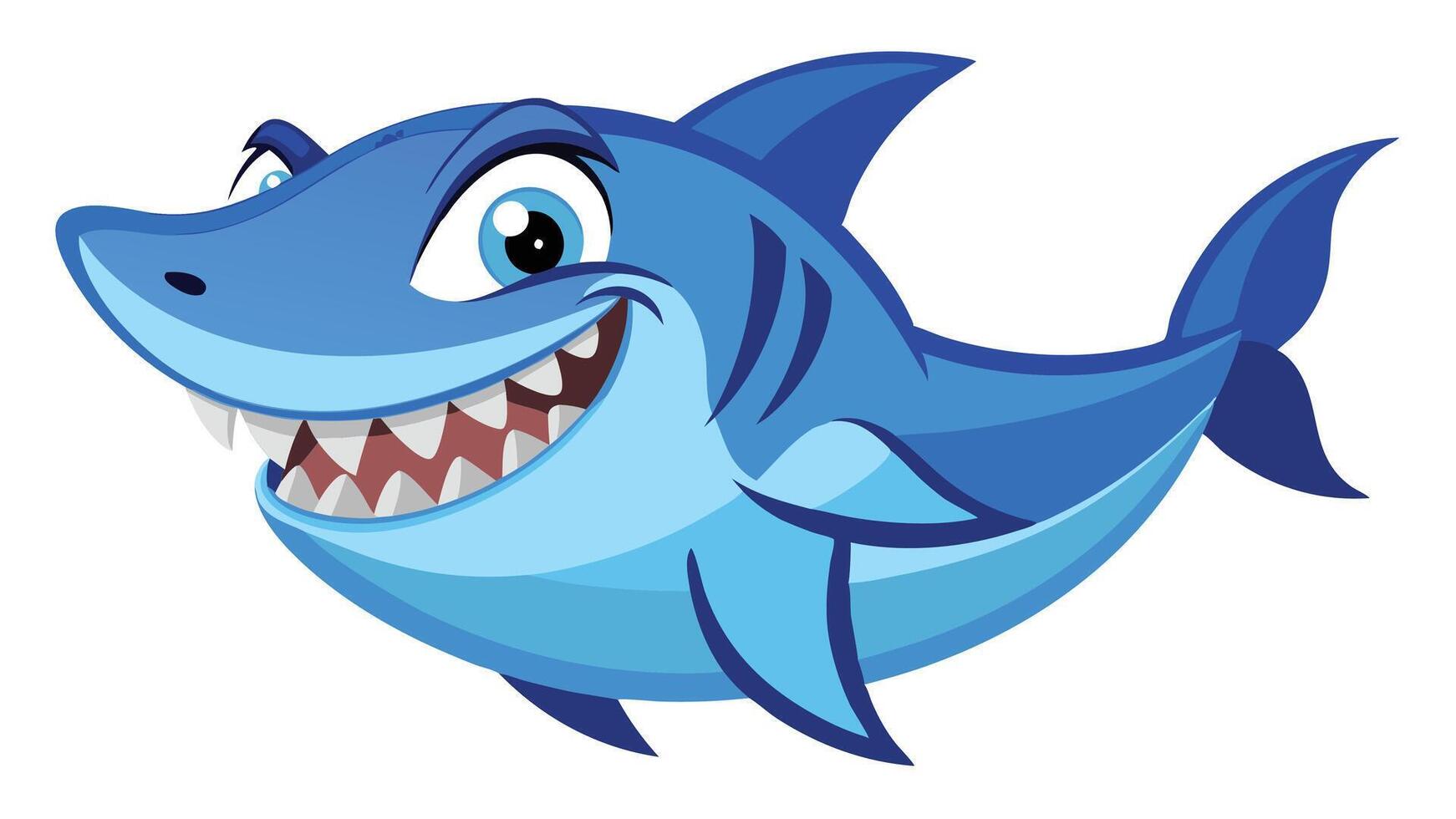 a cartoon shark with big teeth and a big mouth vector
