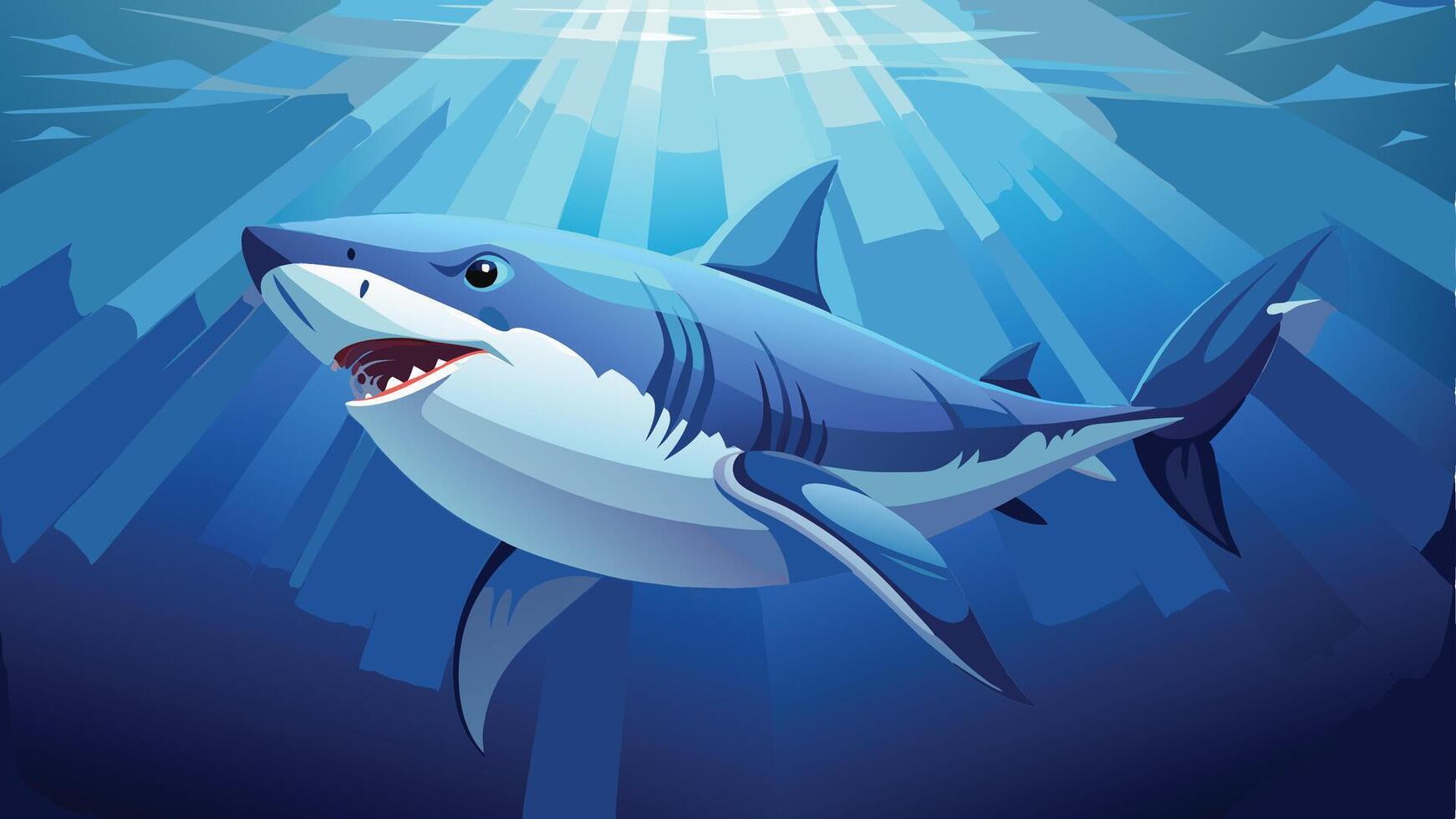 shark in the blue water vector