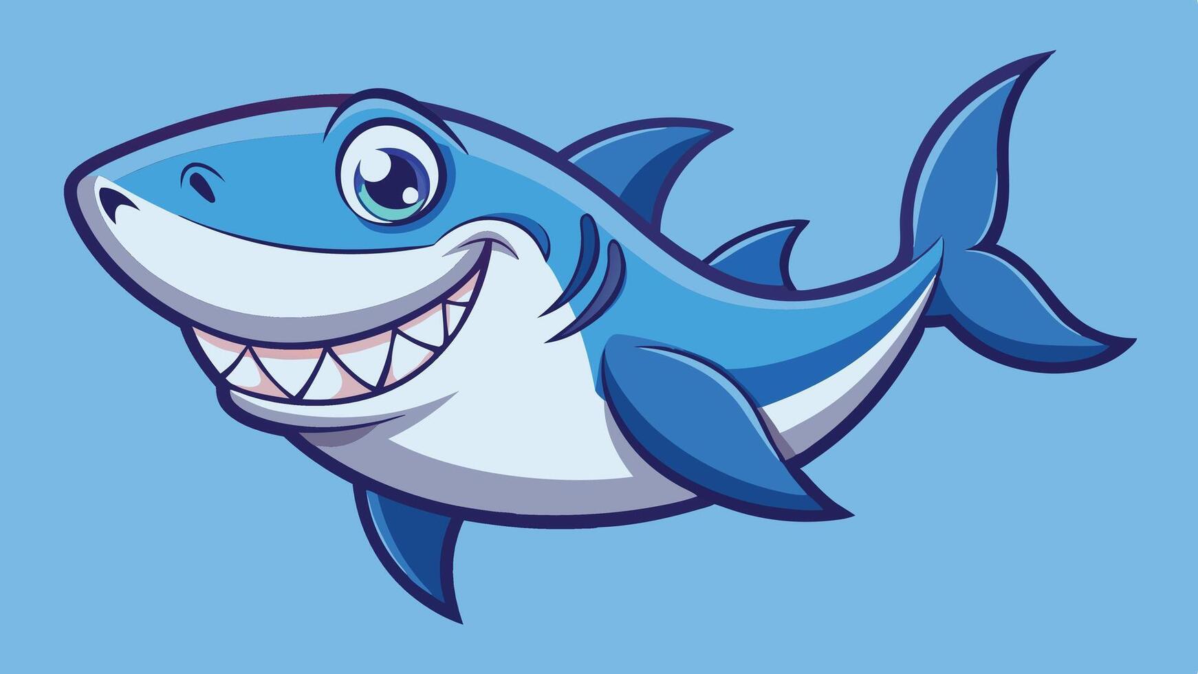 a cartoon shark with big teeth and a smile vector