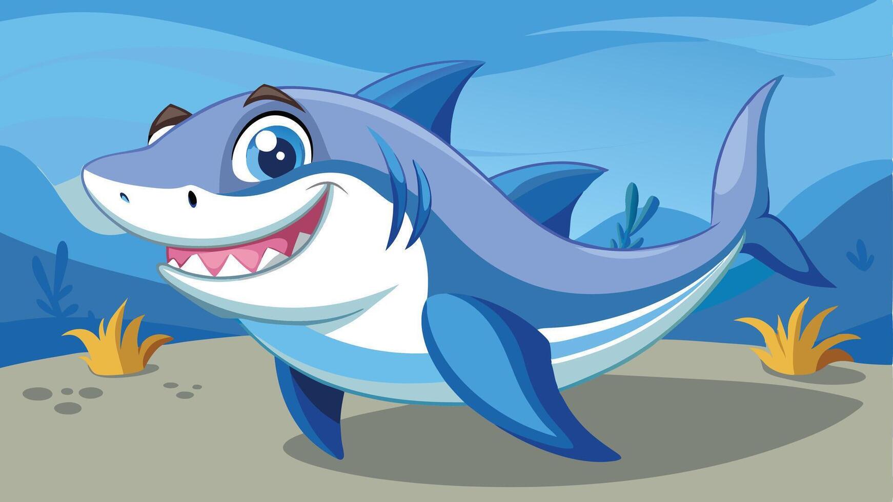 cartoon shark with a smile on its face vector