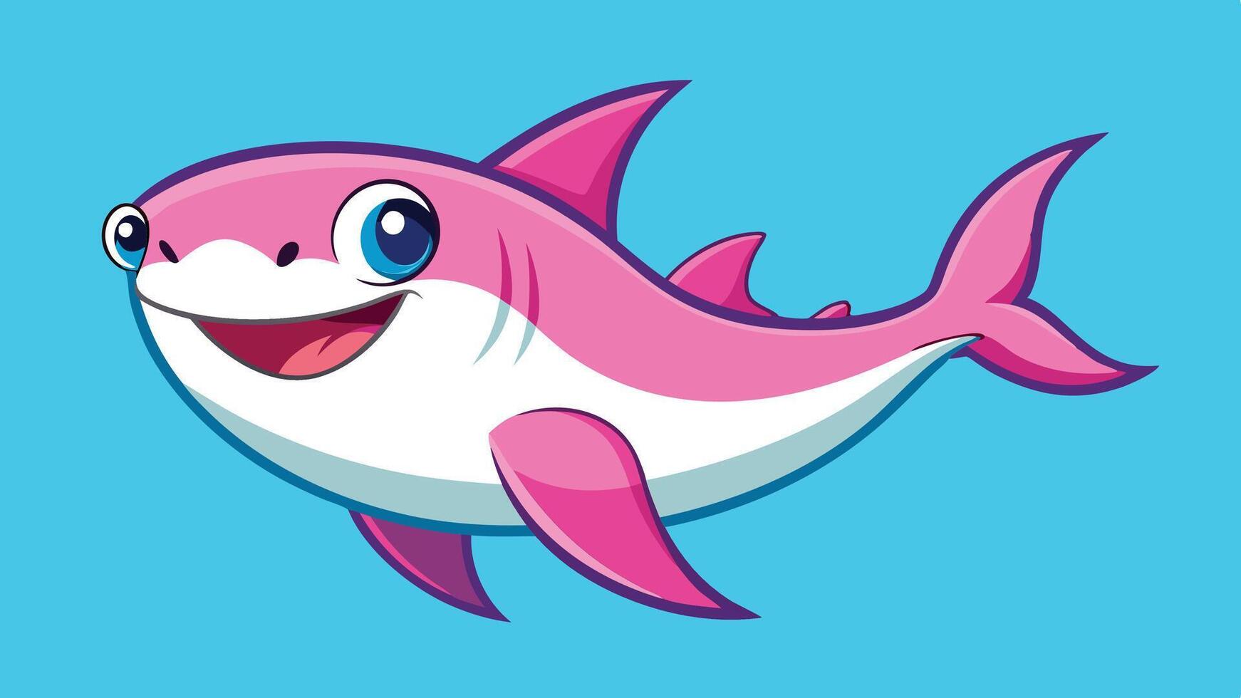 a cartoon pink shark with big eyes and a big smile vector