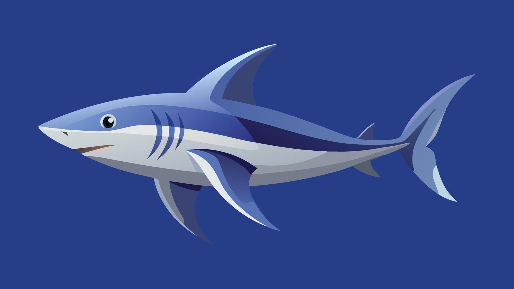 a cartoon shark on a blue background vector