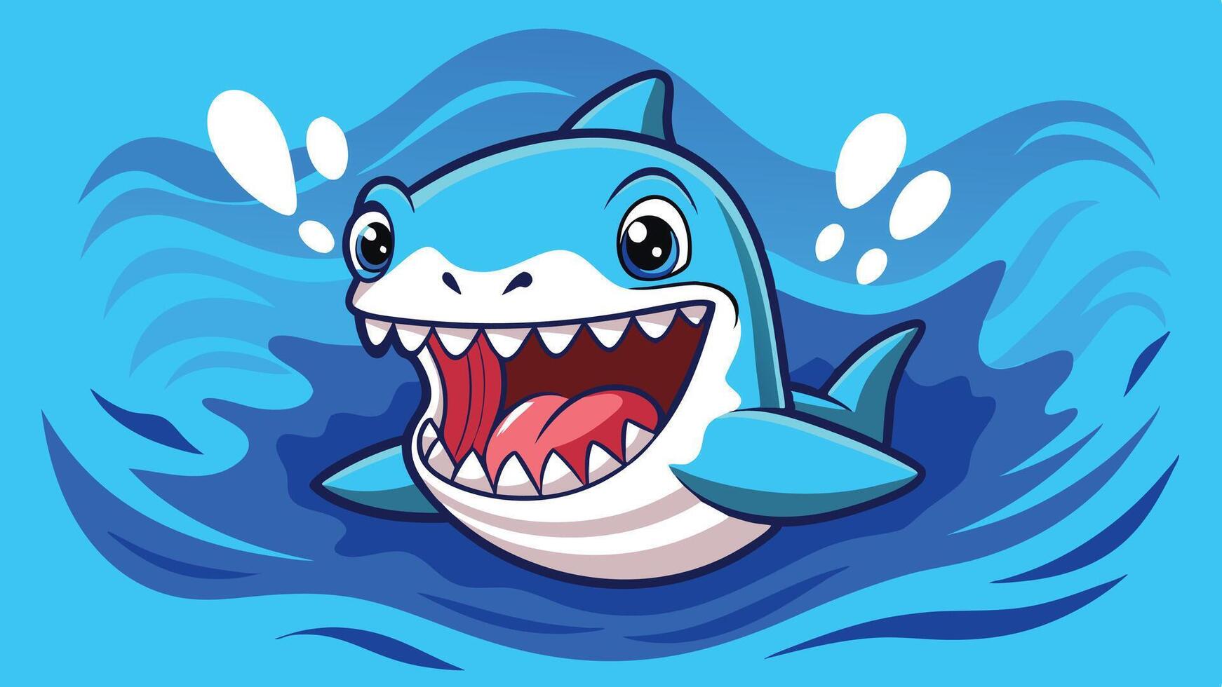 shark cartoon with open mouth and teeth vector