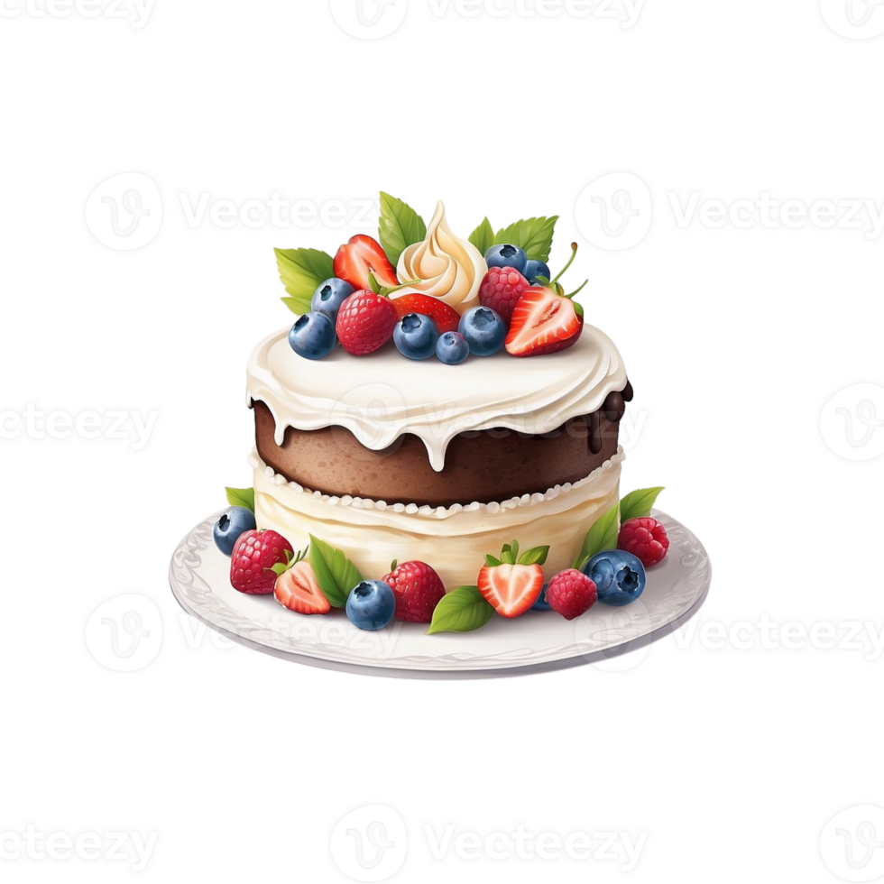 Cake icon with berries and cream png